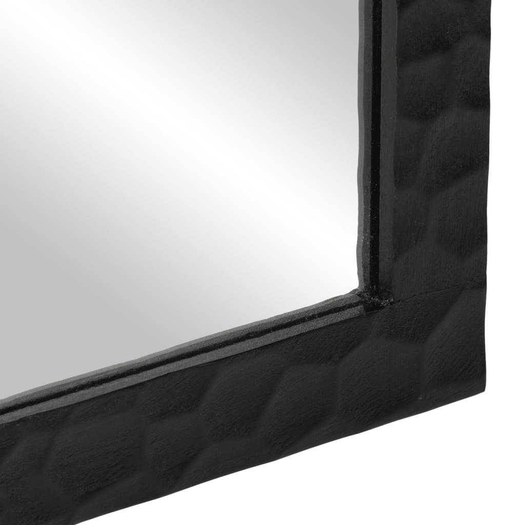 Καθρέφτης Μπάνιου Μαύρος 50x70x2,5 εκ. Μασίφ Ξύλο Μάνγκο/Γυαλί