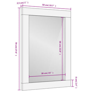 Καθρέφτης Μπάνιου Μαύρος 50x70x2,5 εκ. Μασίφ Ξύλο Μάνγκο/Γυαλί