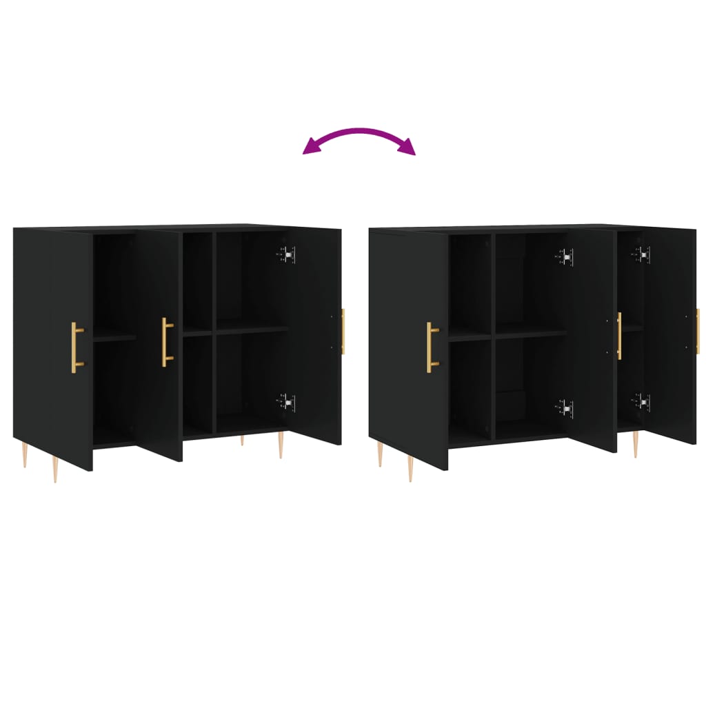 Ντουλάπι Μαύρο 90 x 34 x 80 εκ. από Επεξεργασμένο Ξύλο - Pakobazaar