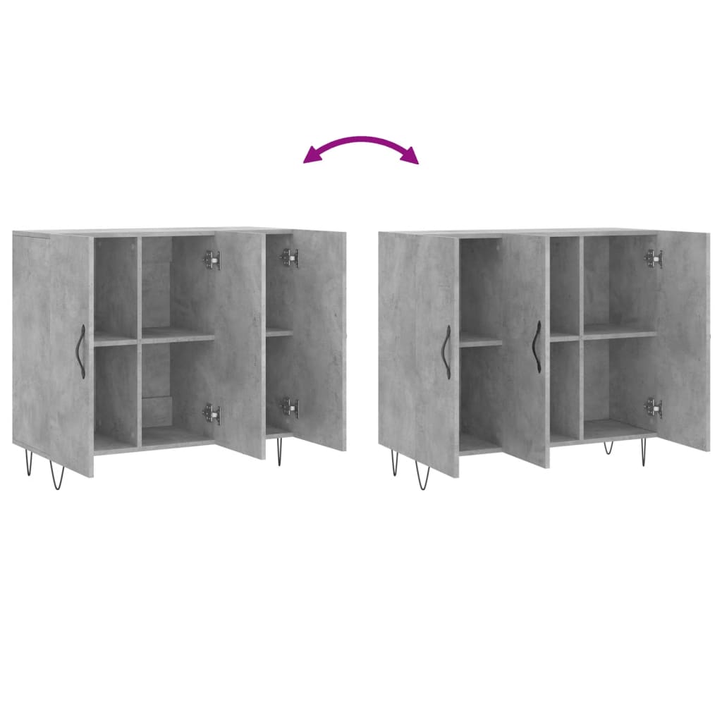 Ντουλάπι Γκρι Σκυροδέματος 90x34x80 εκ. Επεξεργασμένο Ξύλο