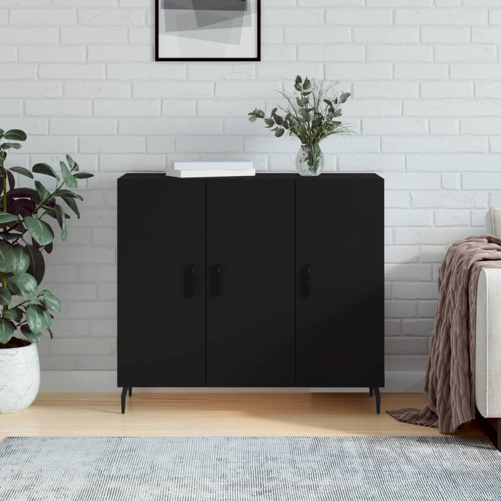 Ντουλάπι Μαύρο 90 x 34 x 80 εκ. από Επεξεργασμένο Ξύλο
