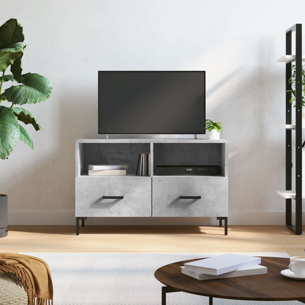 Έπιπλο Τηλεόρασης Γκρι Σκυροδέματος 80x36x50 εκ. Επεξεργ. Ξύλο