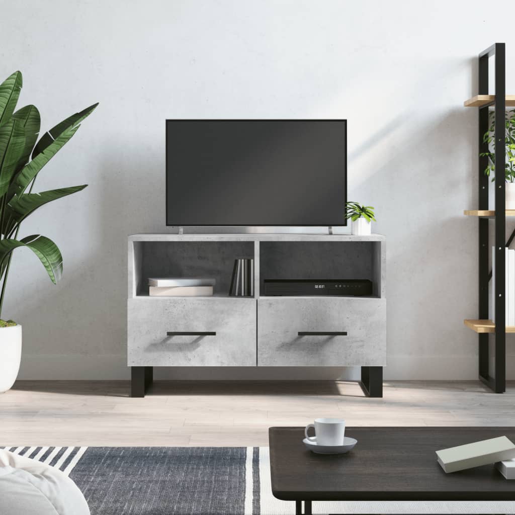 Έπιπλο Τηλεόρασης Γκρι Σκυροδέματος 80x36x50 εκ. Επεξεργ. Ξύλο