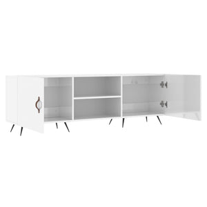 Έπιπλο Τηλεόρασης Γυαλ. Λευκό150x30x50εκ.Επεξεργασμένο Ξύλο - Pakobazaar