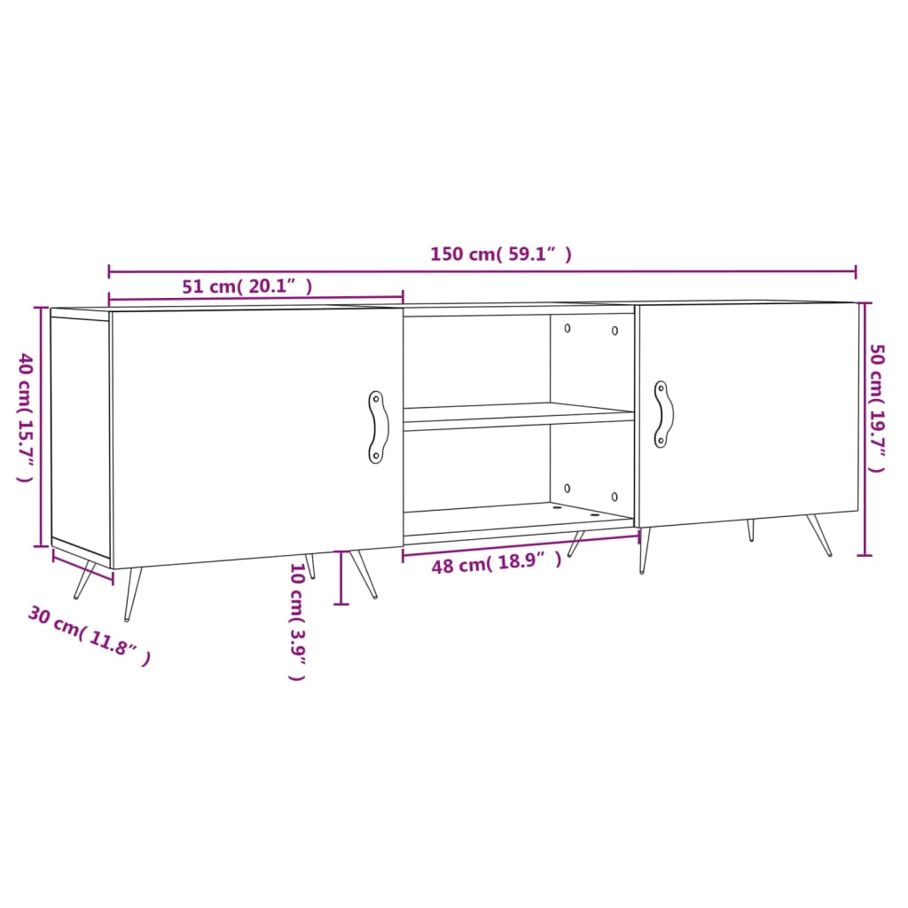 Έπιπλο Τηλεόρασης Sonoma Δρυς 150x30x50 εκ. Επεξεργασμένο Ξύλο