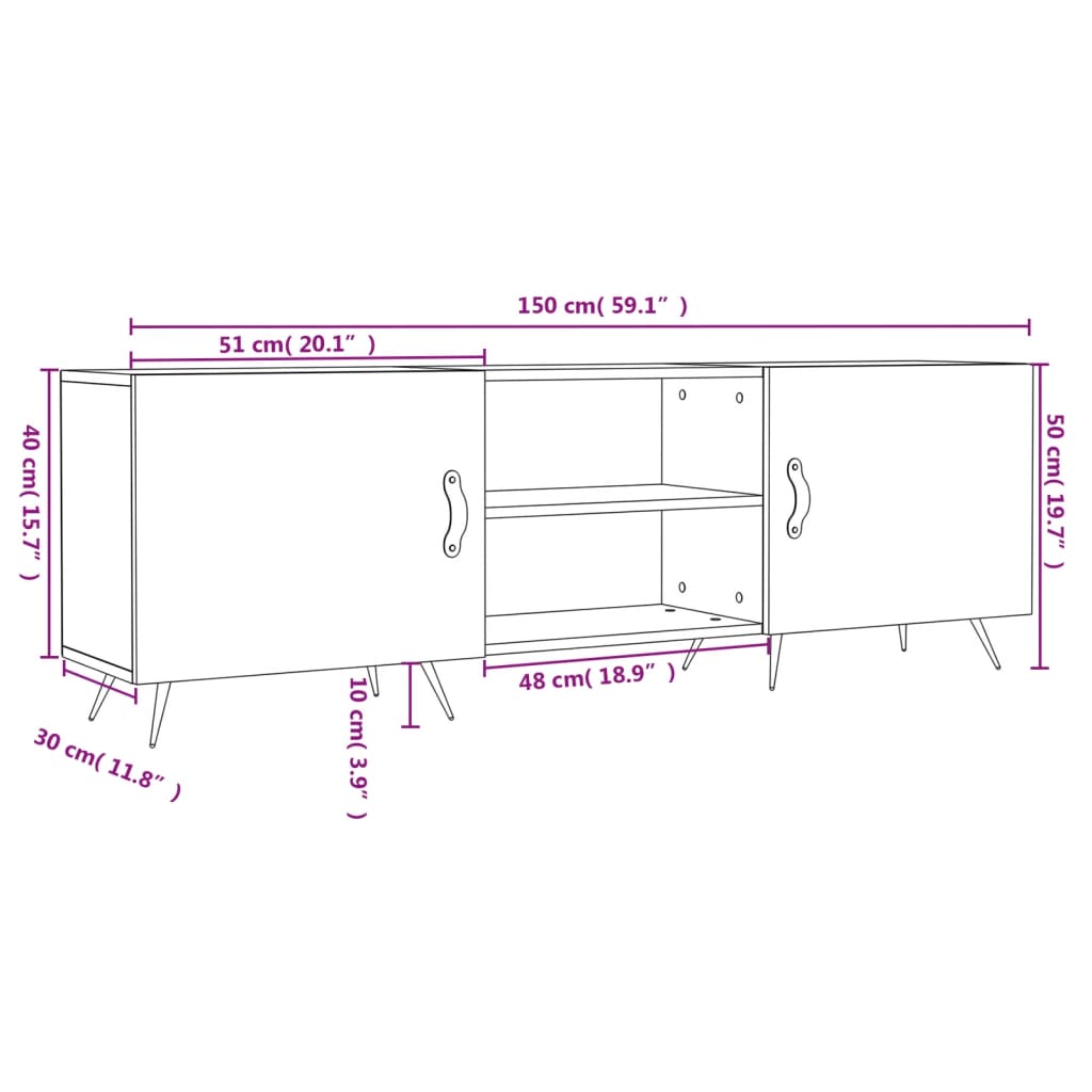 Έπιπλο Τηλεόρασης Καπνιστή Δρυς 150x30x50 εκ. Επεξ. Ξύλο - Pakobazaar