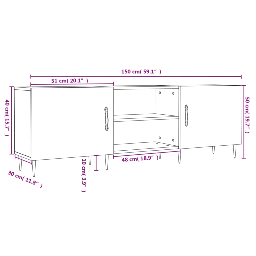 Έπιπλο Τηλεόρασης Sonoma Δρυς 150x30x50 εκ. Επεξεργασμένο Ξύλο - Pakobazaar