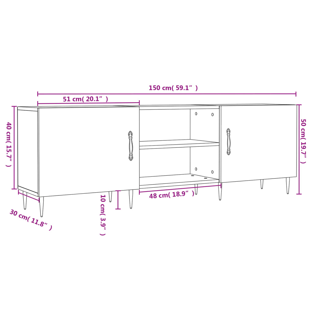 Έπιπλο Τηλεόρασης Καφέ Δρυς 150x30x50 εκ. Επεξ. Ξύλο