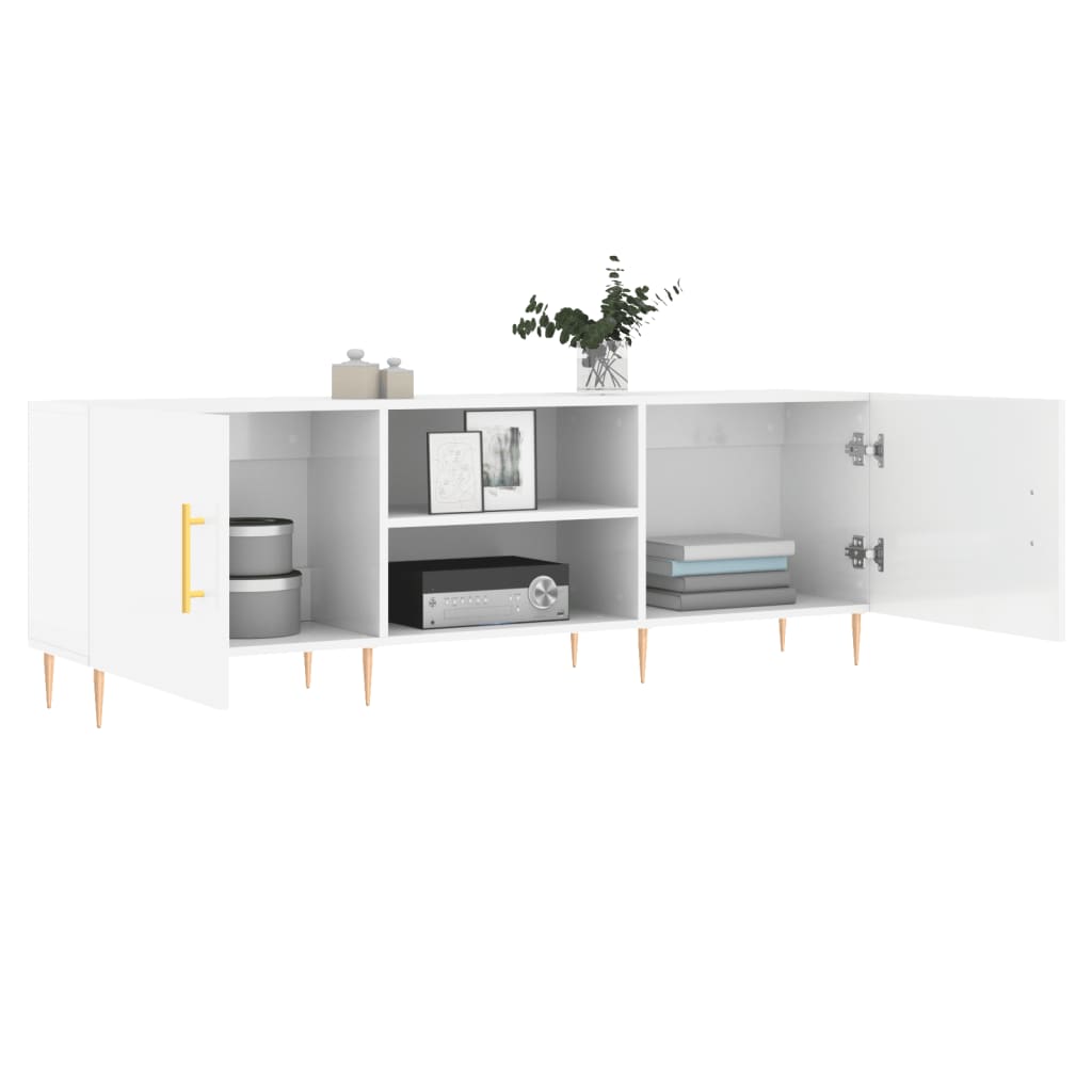 Έπιπλο Τηλεόρασης Γυαλ. Λευκό150x30x50εκ.Επεξεργασμένο Ξύλο - Pakobazaar