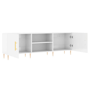 Έπιπλο Τηλεόρασης Γυαλ. Λευκό150x30x50εκ.Επεξεργασμένο Ξύλο - Pakobazaar