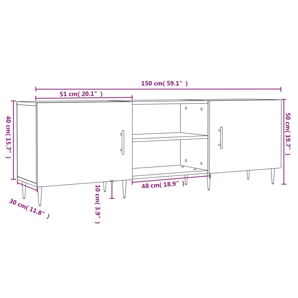 Έπιπλο Τηλεόρασης Καφέ Δρυς 150x30x50 εκ. Επεξ. Ξύλο