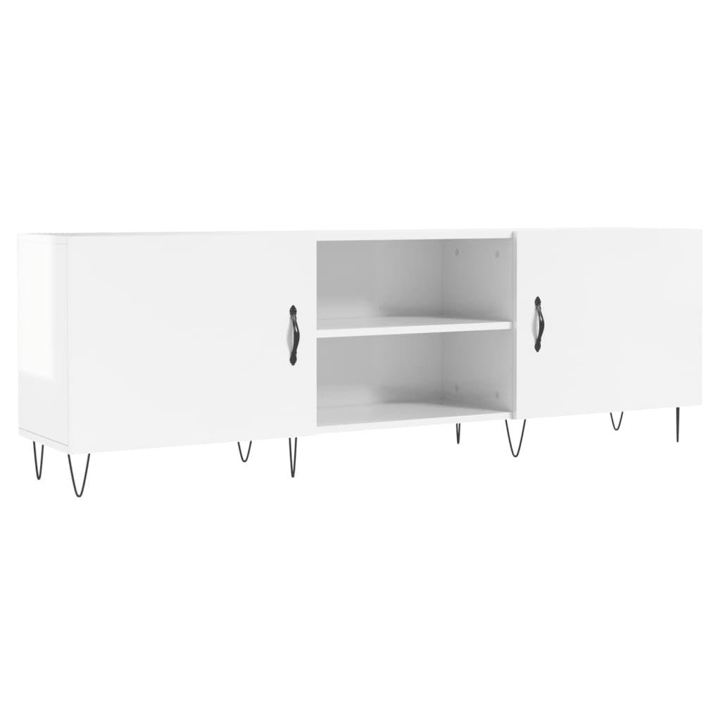 Έπιπλο Τηλεόρασης Γυαλ. Λευκό150x30x50εκ.Επεξεργασμένο Ξύλο