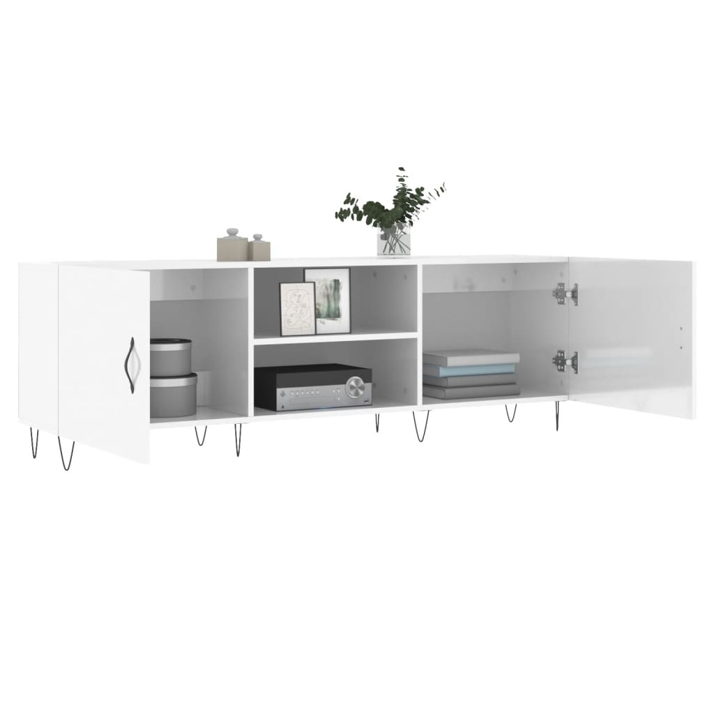 Έπιπλο Τηλεόρασης Γυαλ. Λευκό150x30x50εκ.Επεξεργασμένο Ξύλο
