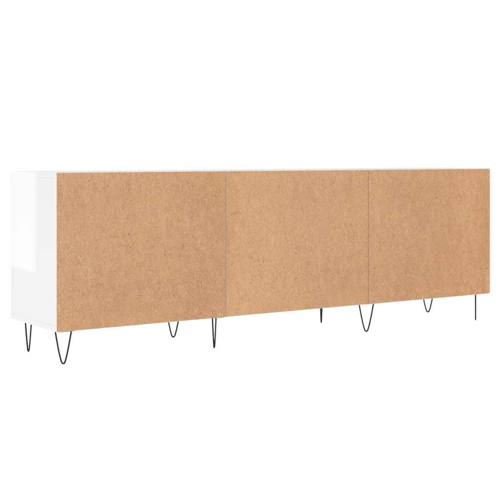 Έπιπλο Τηλεόρασης Γυαλ. Λευκό150x30x50εκ.Επεξεργασμένο Ξύλο