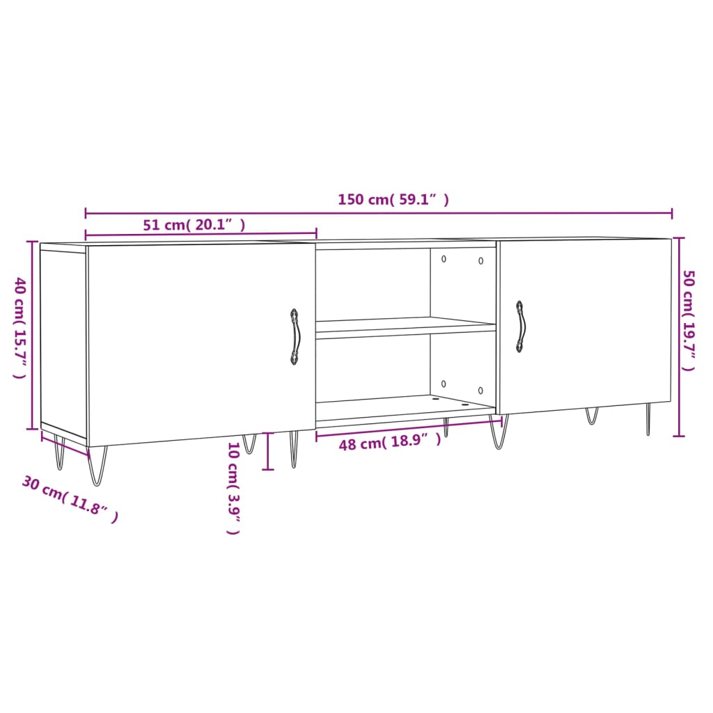 Έπιπλο Τηλεόρασης Sonoma Δρυς 150x30x50 εκ. Επεξεργασμένο Ξύλο