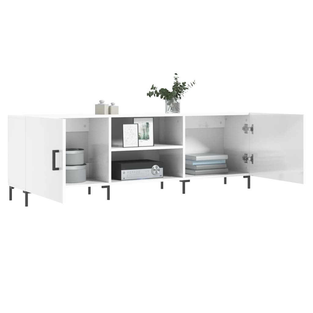 Έπιπλο Τηλεόρασης Γυαλ. Λευκό150x30x50εκ.Επεξεργασμένο Ξύλο
