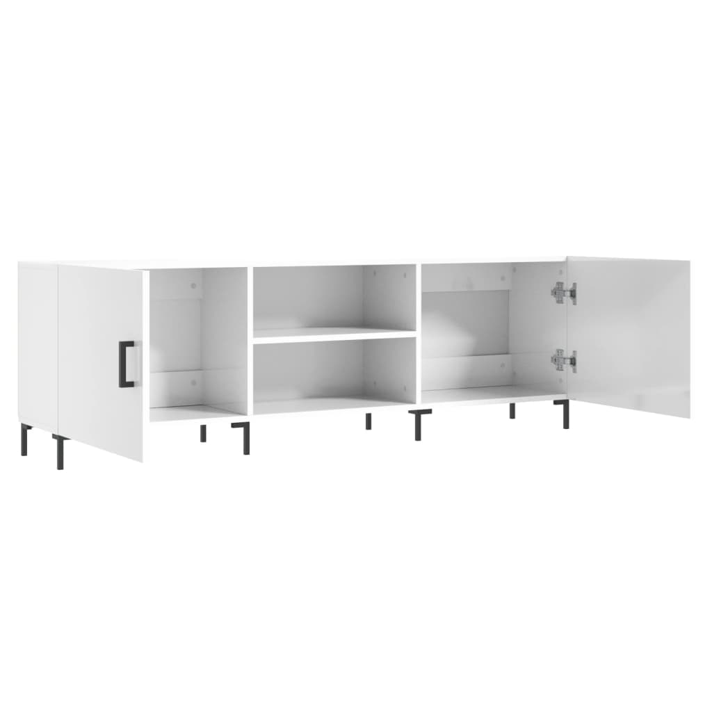 Έπιπλο Τηλεόρασης Γυαλ. Λευκό150x30x50εκ.Επεξεργασμένο Ξύλο