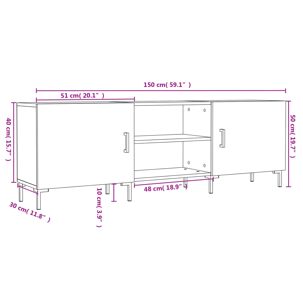 Έπιπλο Τηλεόρασης Καφέ Δρυς 150x30x50 εκ. Επεξ. Ξύλο
