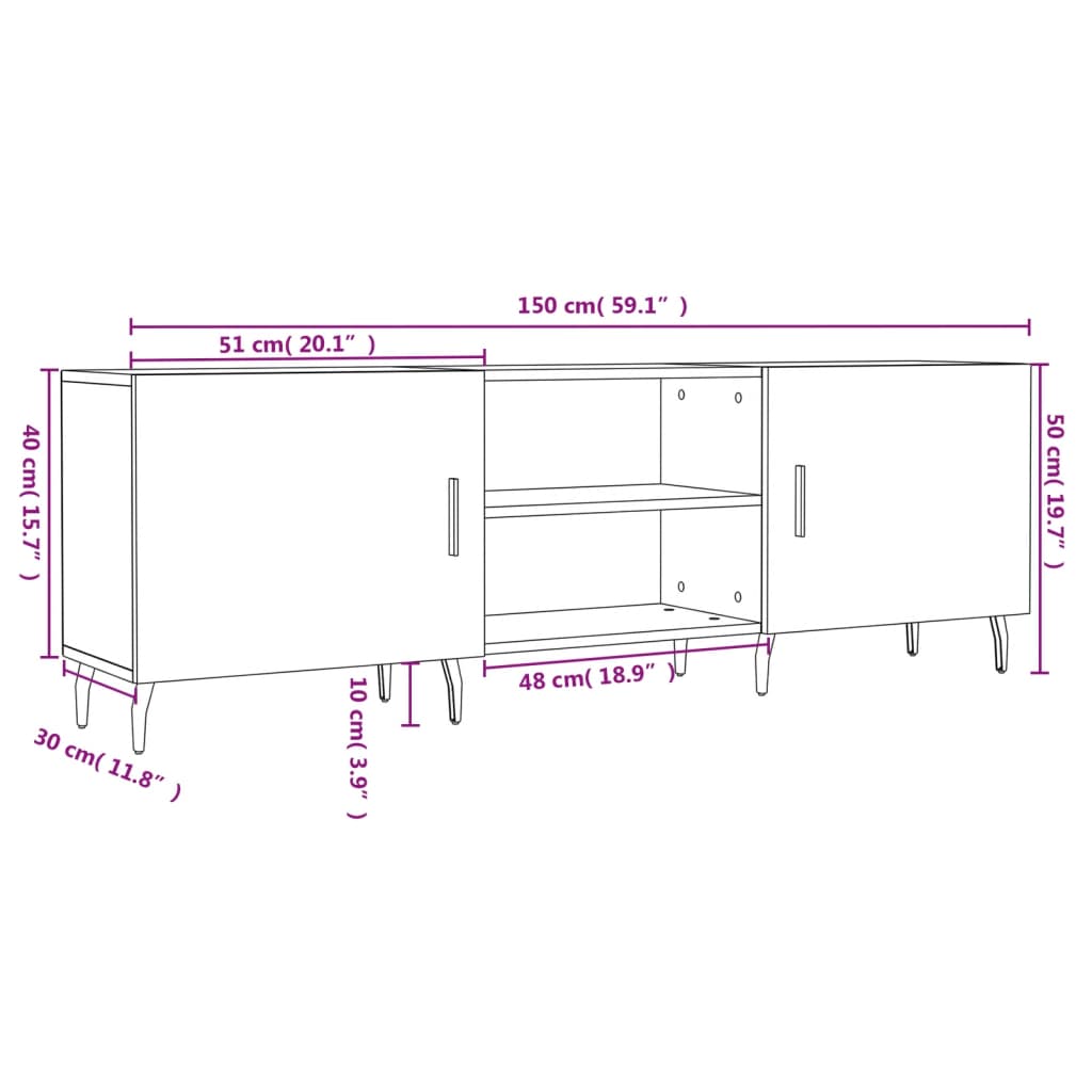 Έπιπλο Τηλεόρασης Sonoma Δρυς 150x30x50 εκ. Επεξεργασμένο Ξύλο