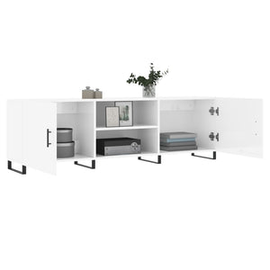 Έπιπλο Τηλεόρασης Γυαλ. Λευκό150x30x50εκ.Επεξεργασμένο Ξύλο
