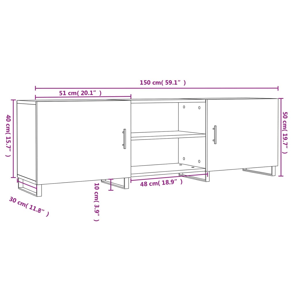 Έπιπλο Τηλεόρασης Γκρι Sonoma 150x30x50 εκ. από Επεξεργ. Ξύλο