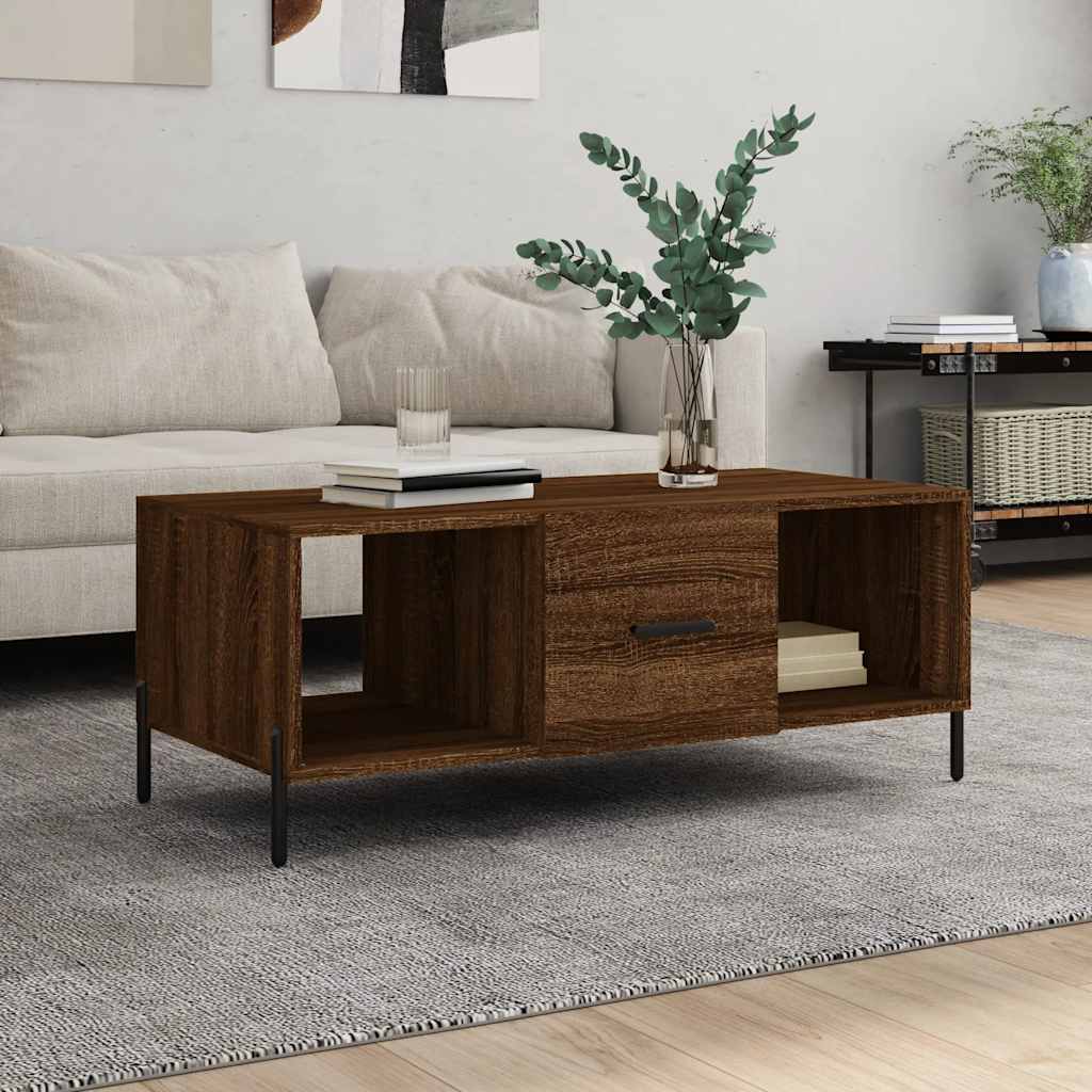 Τραπεζάκι Σαλονιού Καφέ Δρυς 102x50x40 εκ. Επεξεργασμένο Ξύλο - Pakobazaar