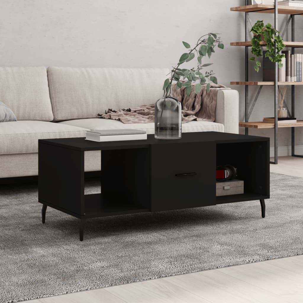 Τραπεζάκι Σαλονιού Μαύρο 102x50x40 εκ. από Επεξεργασμένο Ξύλο - Pakobazaar