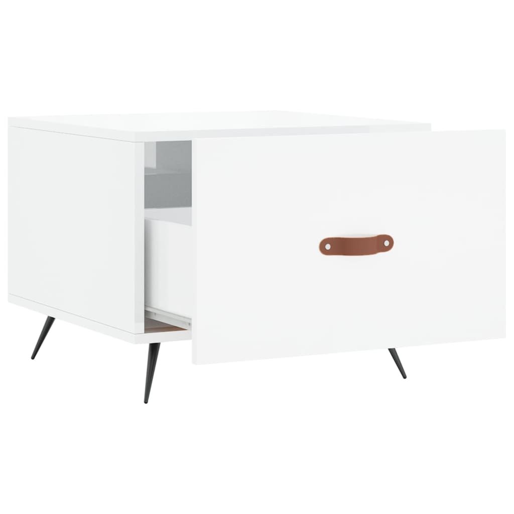 Τραπεζάκι Σαλονιού Γυαλ. Λευκό 50 x 50 x 40 εκ. Επεξεργ. Ξύλο