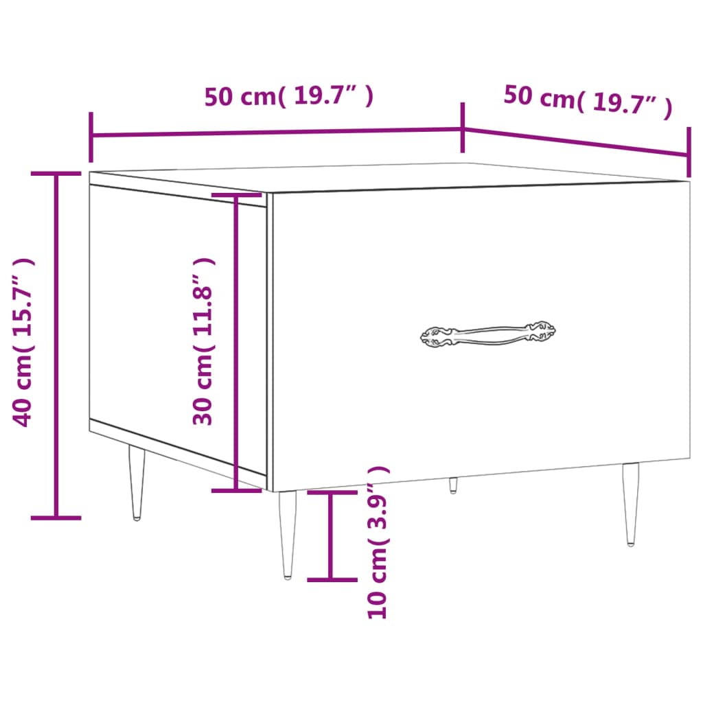 Τραπεζάκι Σαλονιού Καπνιστή Δρυς 50x50x40 εκ. Επεξεργασμ. Ξύλο