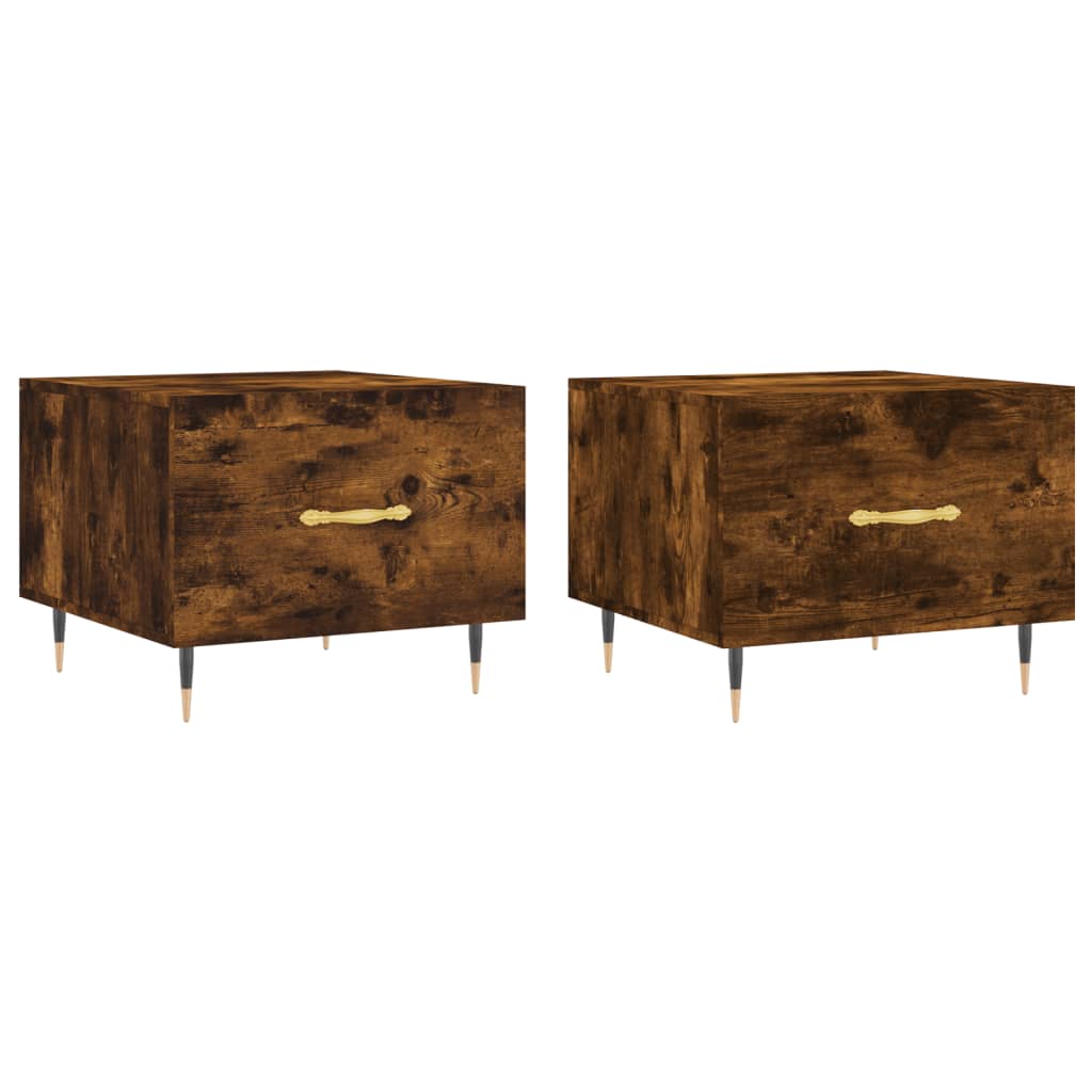 Τραπεζάκια Σαλονιού 2 τεμ Καπνιστή Oak 50x50x40 εκ Επεξ. Ξύλο
