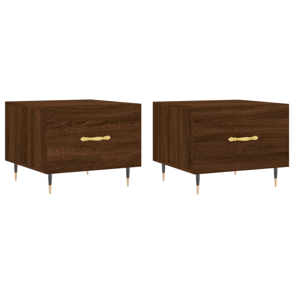 Τραπεζάκια Σαλονιού 2 τεμ Brown Oak 50x50x40 εκ Επεξ. Ξύλο