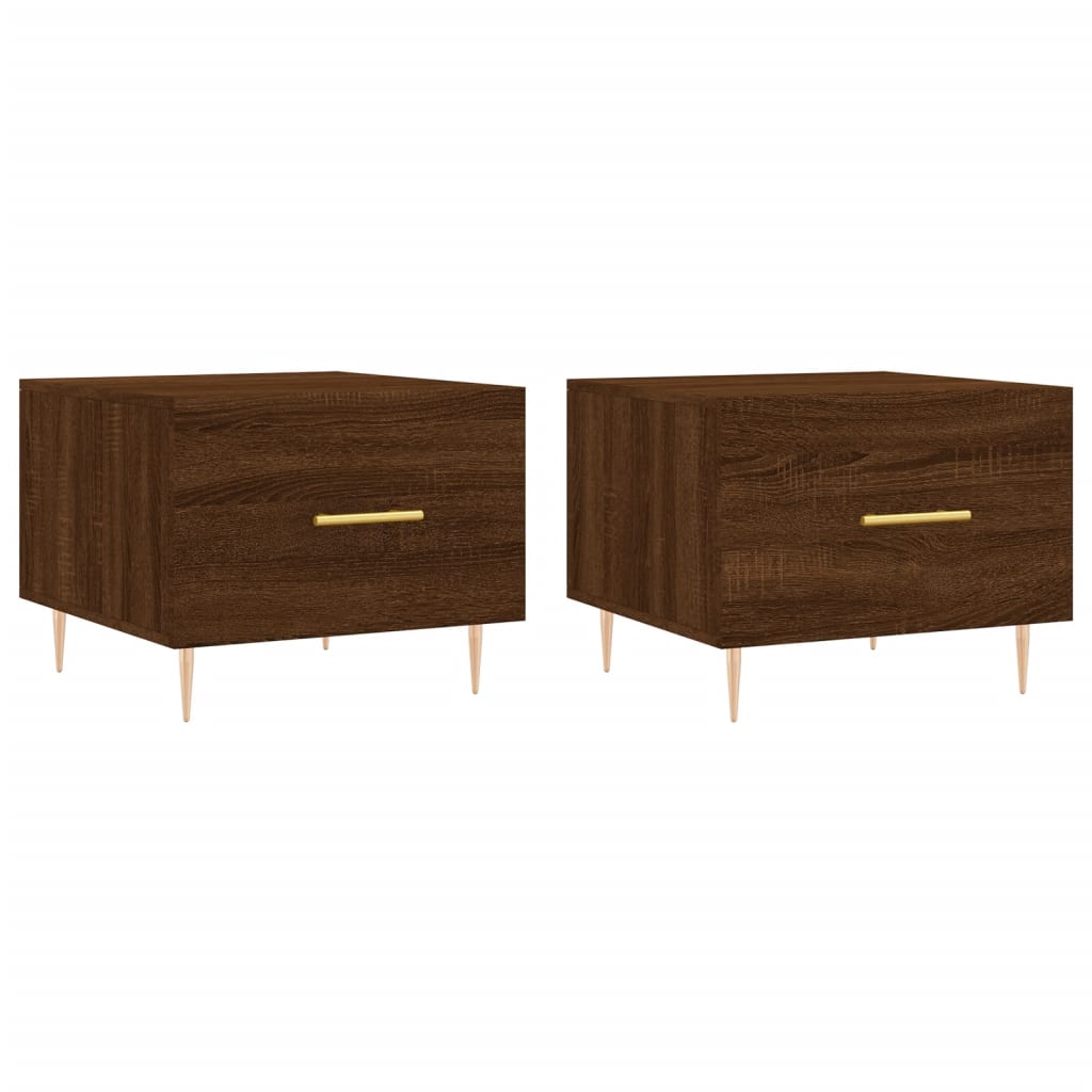 Τραπεζάκια Σαλονιού 2 τεμ Brown Oak 50x50x40 εκ Επεξ. Ξύλο
