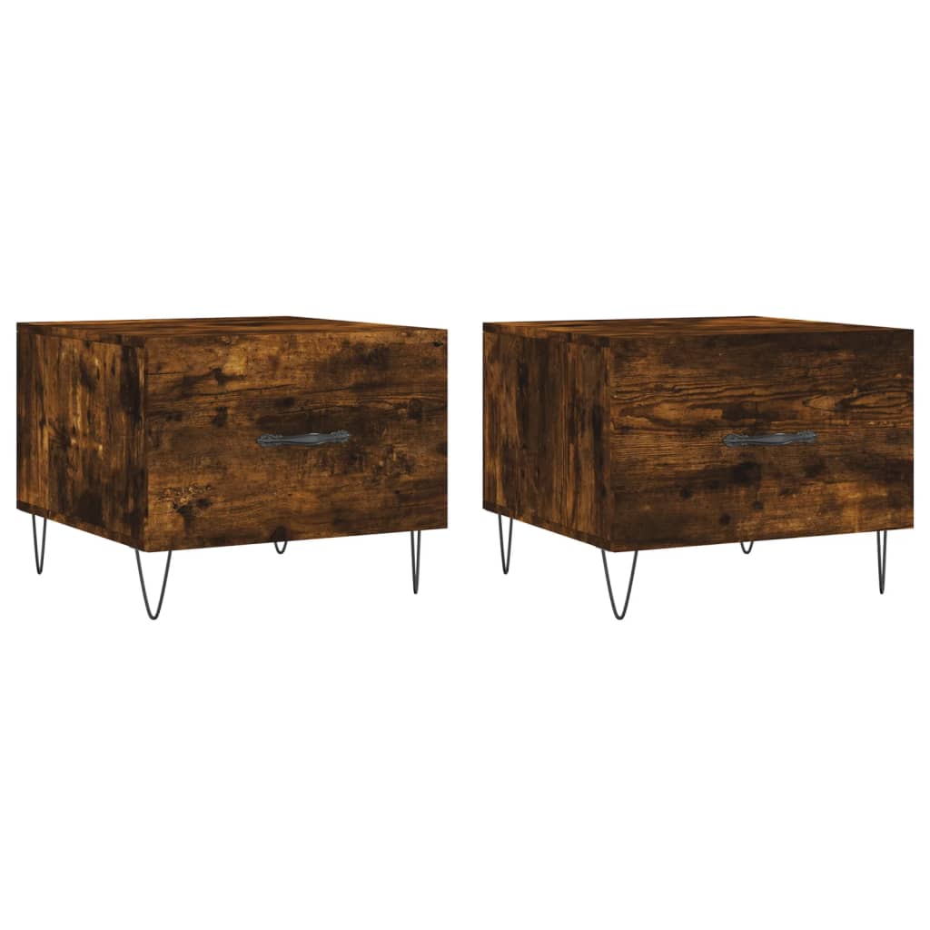 Τραπεζάκια Σαλονιού 2 τεμ Καπνιστή Oak 50x50x40 εκ Επεξ. Ξύλο