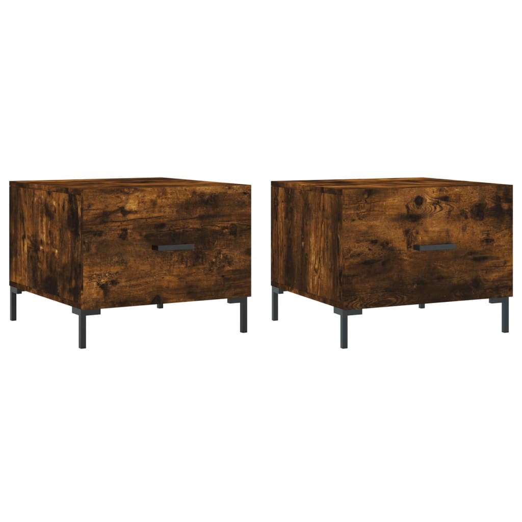 Τραπεζάκια Σαλονιού 2 τεμ Καπνιστή Oak 50x50x40 εκ Επεξ. Ξύλο