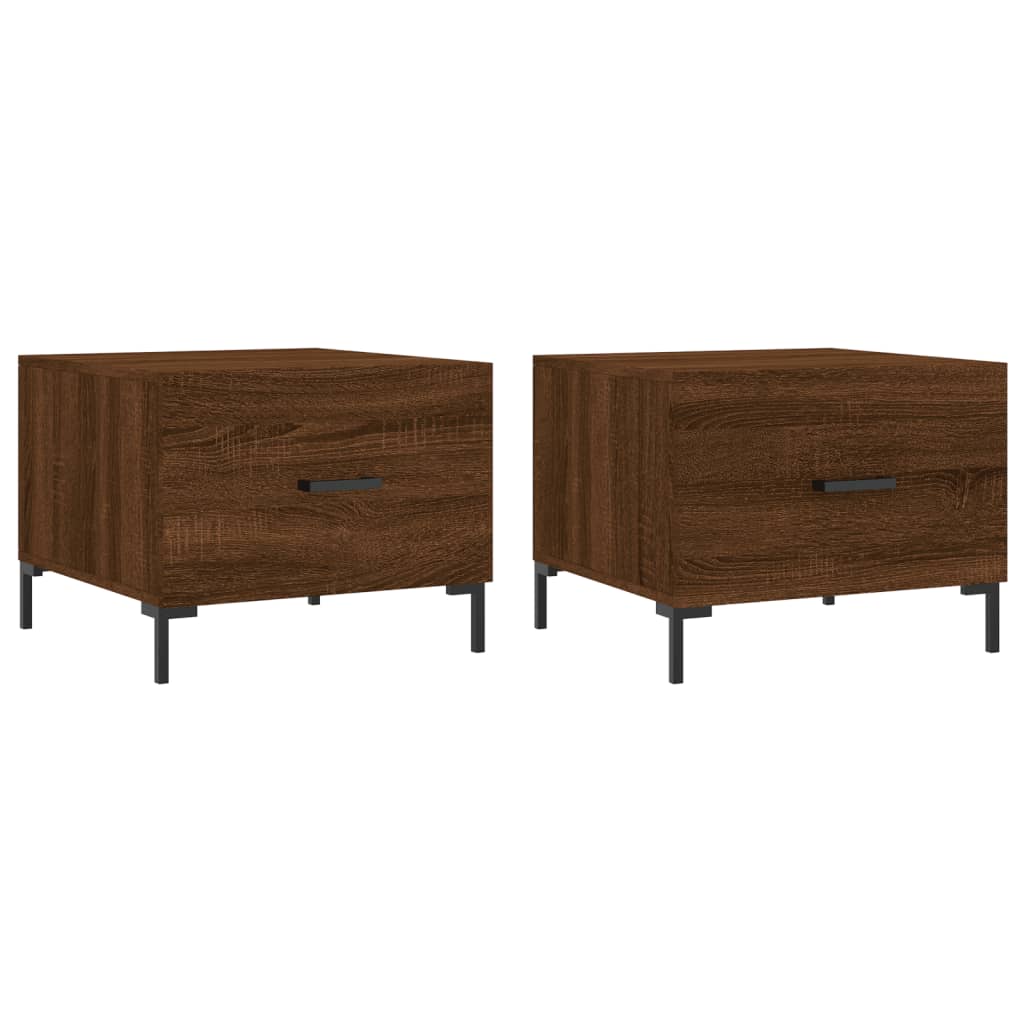 Τραπεζάκια Σαλονιού 2 τεμ Brown Oak 50x50x40 εκ Επεξ. Ξύλο