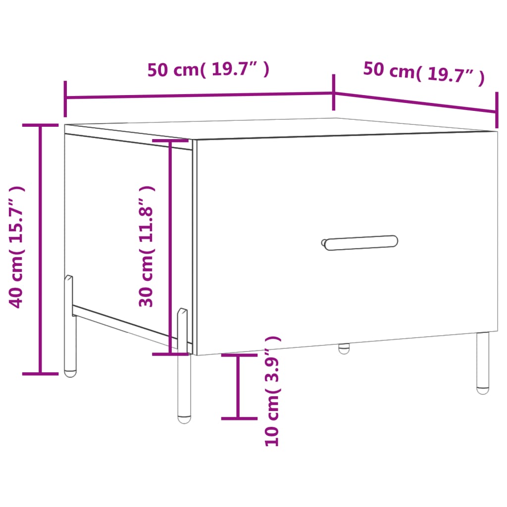 Τραπεζάκι Σαλονιού Καπνιστή Δρυς 50x50x40 εκ. Επεξεργασμ. Ξύλο
