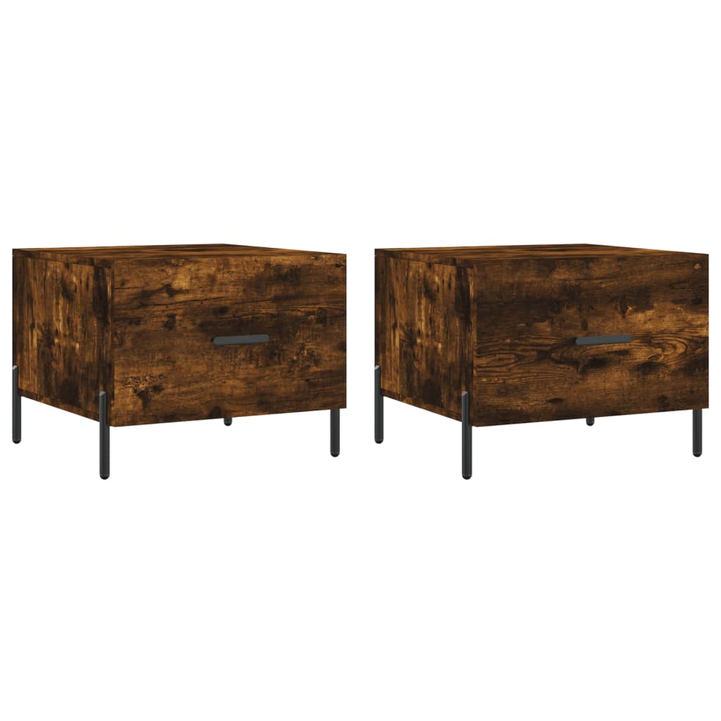 Τραπεζάκια Σαλονιού 2 τεμ Καπνιστή Oak 50x50x40 εκ Επεξ. Ξύλο