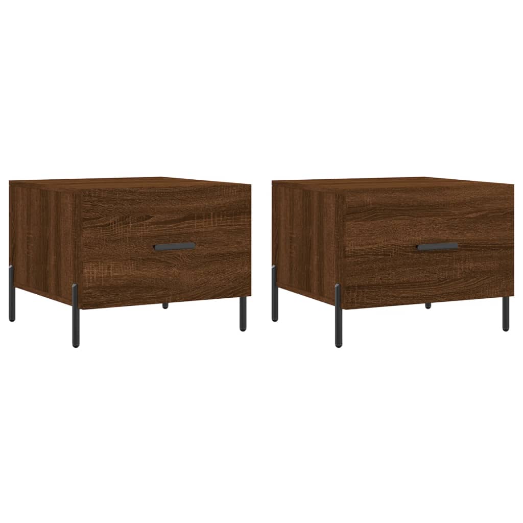 Τραπεζάκια Σαλονιού 2 τεμ Brown Oak 50x50x40 εκ Επεξ. Ξύλο