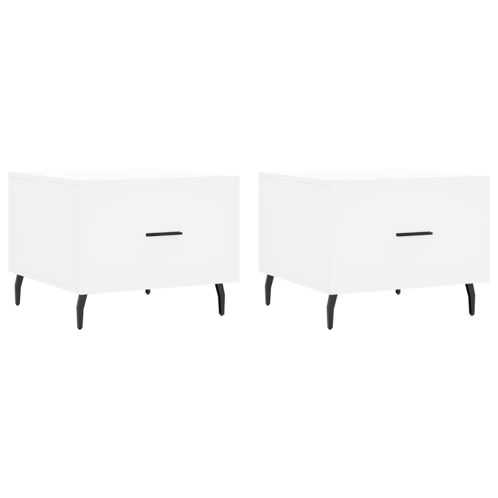 Τραπεζάκια Σαλονιού 2 τεμ. Λευκά 50x50x40 εκ Επεξεργασμένο Ξύλο