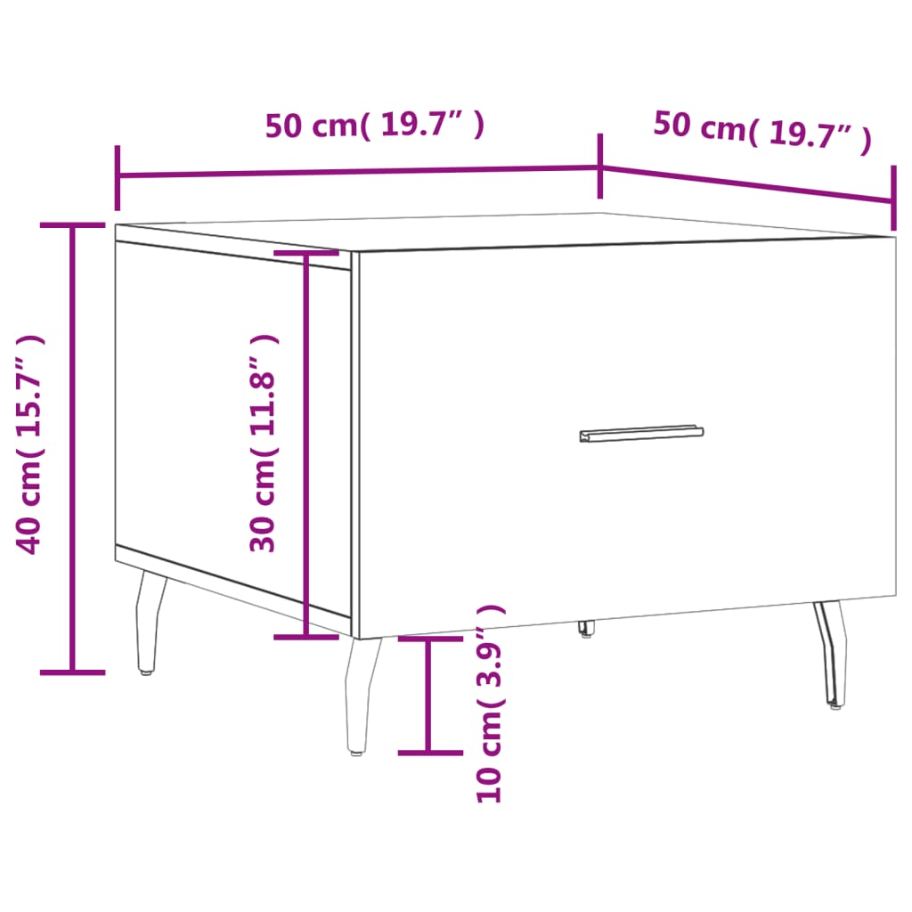 Τραπεζάκι Σαλονιού Καπνιστή Δρυς 50x50x40 εκ. Επεξεργασμ. Ξύλο