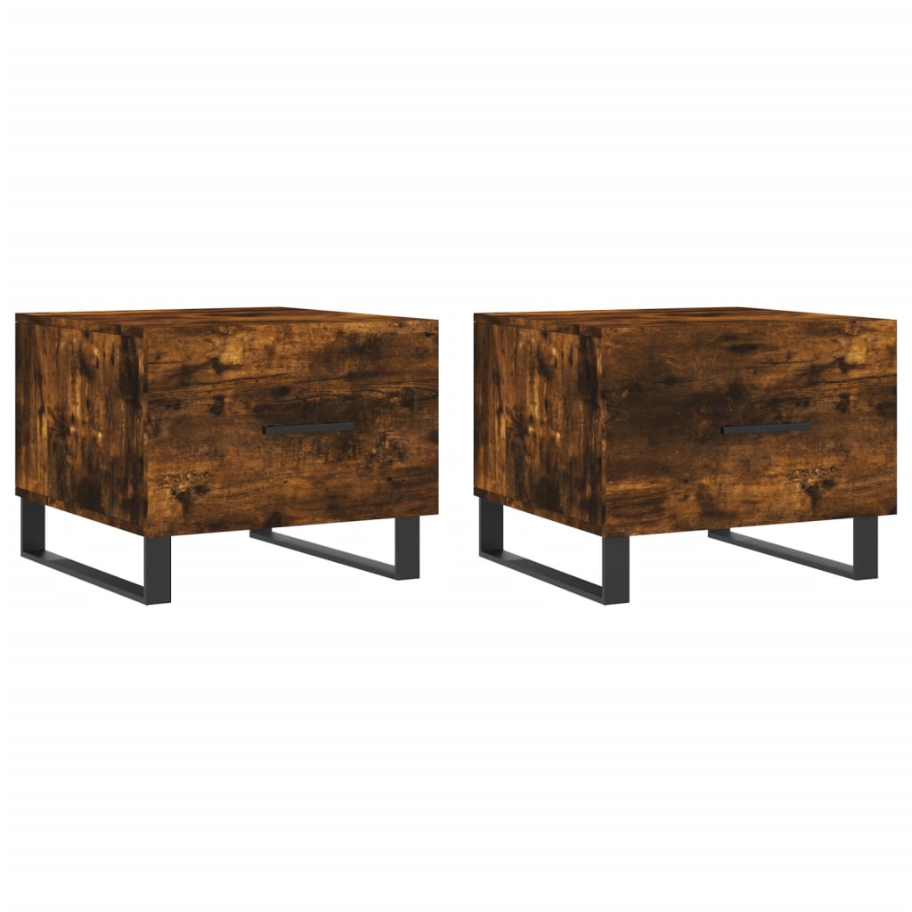 Τραπεζάκια Σαλονιού 2 τεμ Καπνιστή Oak 50x50x40 εκ Επεξ. Ξύλο