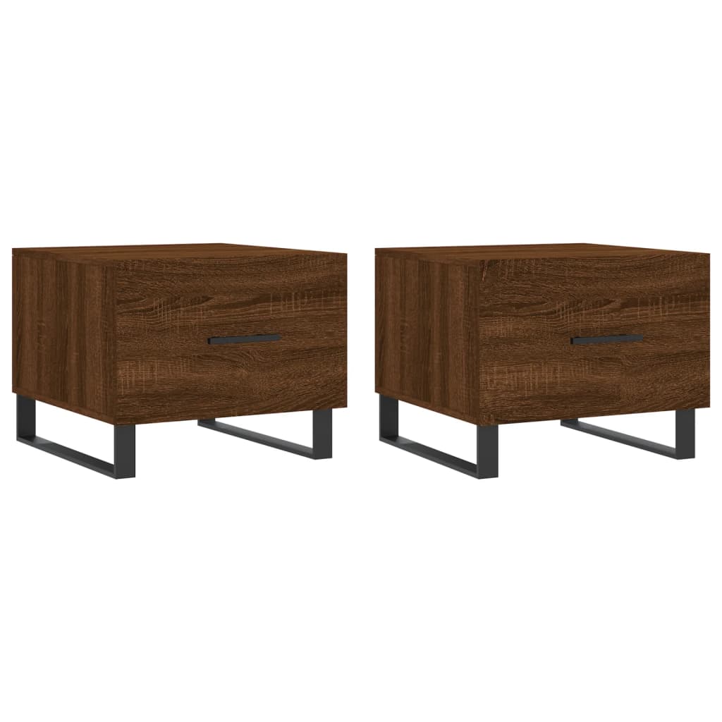 Τραπεζάκια Σαλονιού 2 τεμ Brown Oak 50x50x40 εκ Επεξ. Ξύλο