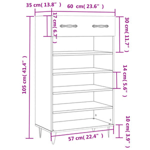 Παπουτσοθήκη Γκρι Sonoma 60 x 35 x 105 εκ. από Επεξεργ. Ξύλο - Pakobazaar