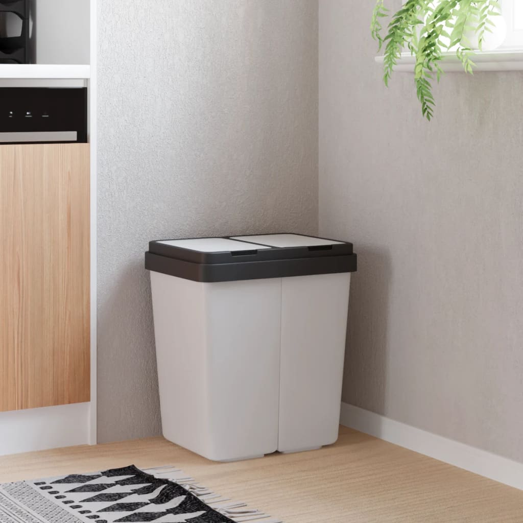 Κάδος Απορριμμάτων Διπλός Λευκός 2 x 25 Λίτρα - PAKOBAZAAR