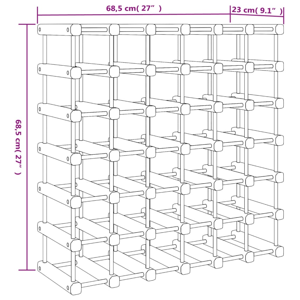 Ραφιέρα Κρασιών για 42 Κρασιά 68,5x23x68,5εκ. Μασίφ Ξύλο Πεύκου