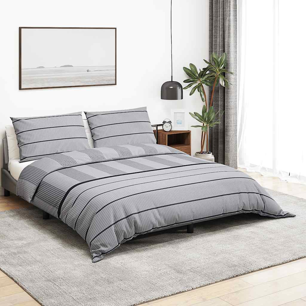 Σετ Παπλωματοθήκης Ανοιχτό Γκρι 260x220 εκ. Βαμβακερό