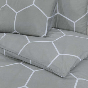 Σετ Παπλωματοθήκης Γκρι και Λευκό 200x220 εκ. Βαμβακερό