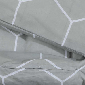 Σετ Παπλωματοθήκης Γκρι και Λευκό 260x220 εκ. Βαμβακερό