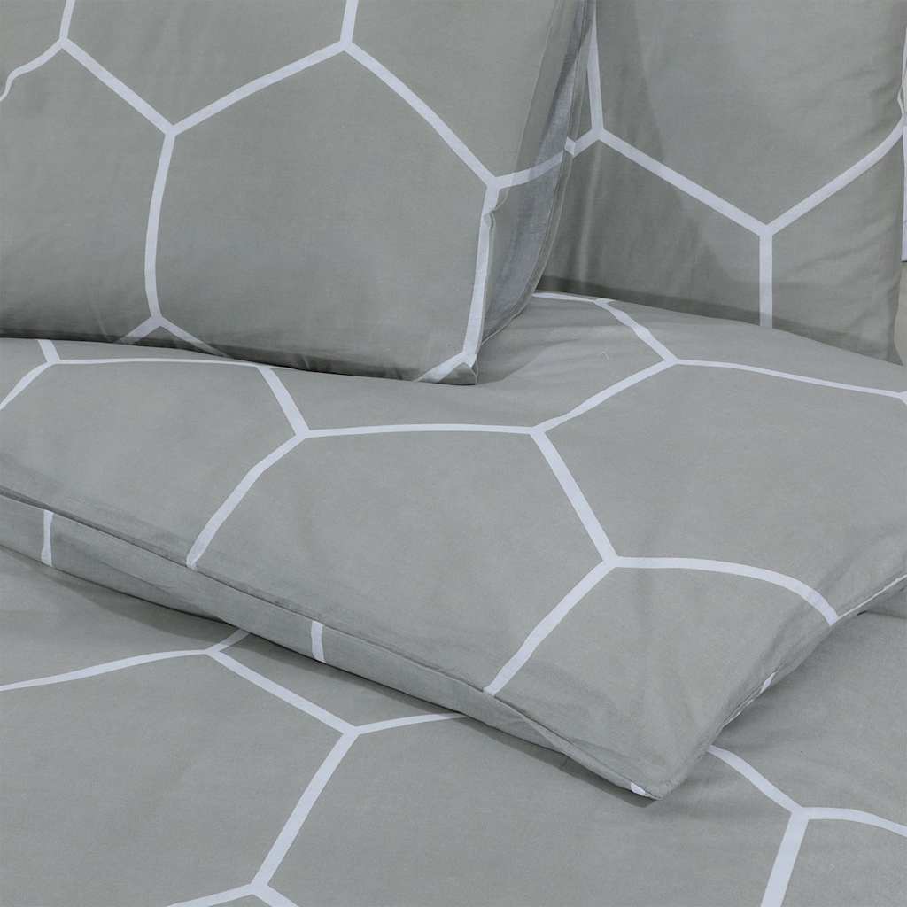 Σετ Παπλωματοθήκης Γκρι και Λευκό 260x220 εκ. Βαμβακερό