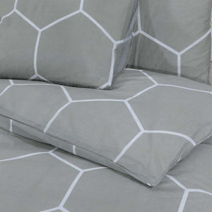 Σετ Παπλωματοθήκης Γκρι και Λευκό 260x220 εκ. Βαμβακερό